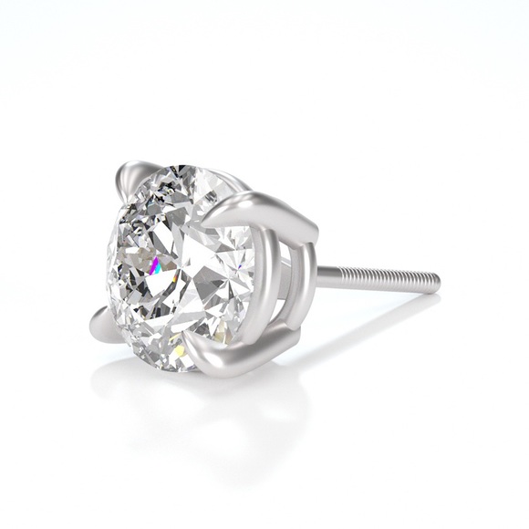 2tcw Stud Earrings - Rhodium platinum over Sterling Silver - Picture 7 of 11